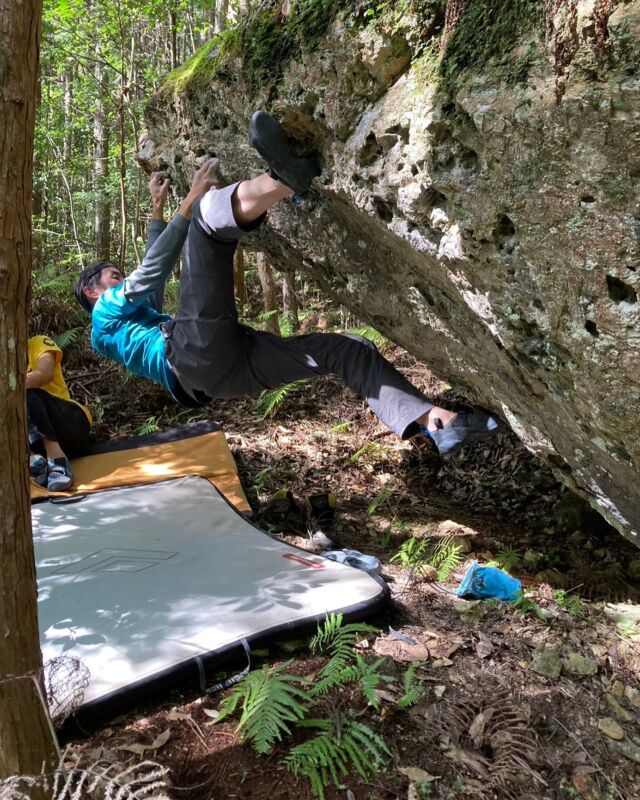 愛知県［鳳来］の岩場へ初日はリードクライミングという事でパラダイスロックへ、翌日はボルダーをという事で適当な岩で遊んできました。もっとトレーニングしなきゃだな…  #鳳来 #鳳来ボルダー #ポケット課題出来ない #furuhatamountainguideoffice